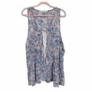 Maurices Women's 3X Multi Floral Babydoll Tank Plus Size Top Sheer Cottage Flowy